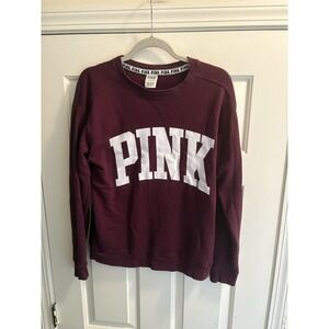 PINK Victoria's Secret Purple Pullover Sweatshirt XS Crew Neck Logo Long Sleeve